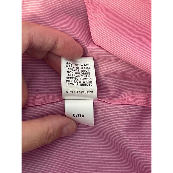 Class Club Fine Striped Long Sleeve Collared Button Up Shirt Color Pink/White 16 - Picture 5 of 8